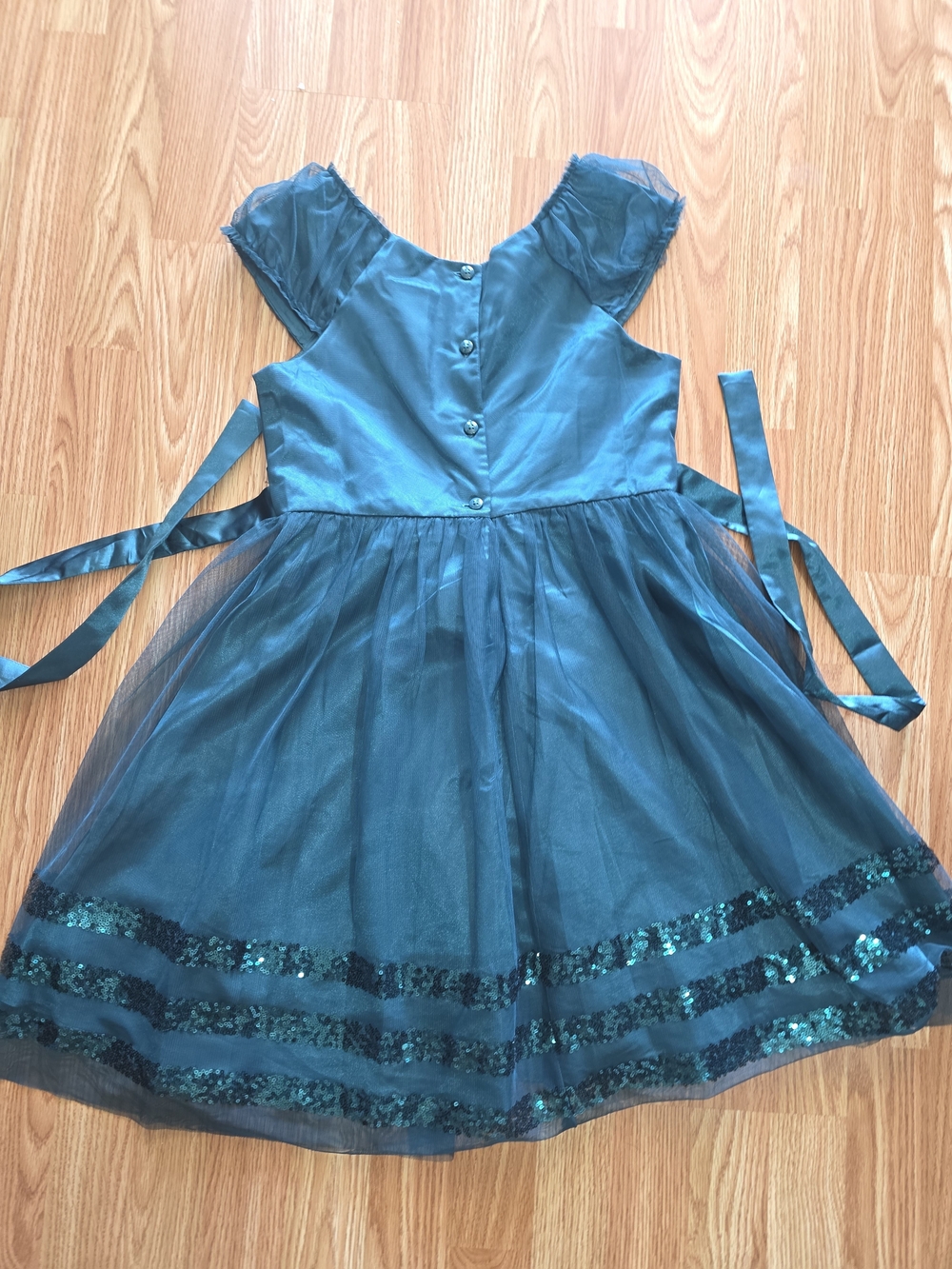 Jona Michelle Teal Sequined Tulle Party Dress